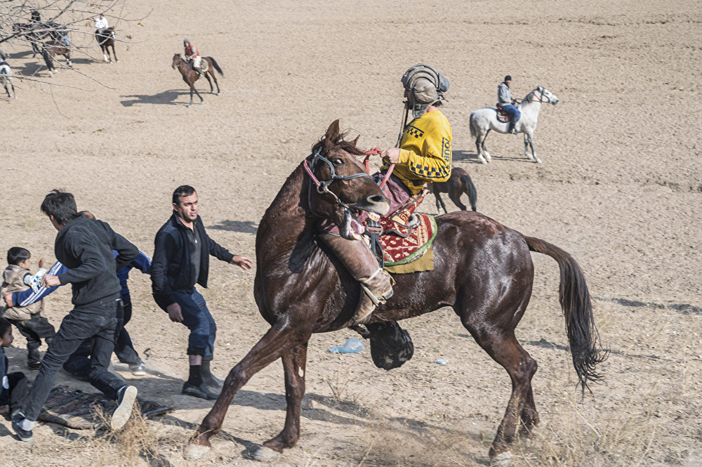 Buzkashi, the most popular Tajik game